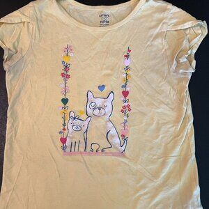 Carters, kids yellow tee, dogs with flowers, size 14/14A